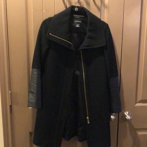 Club Monaco Black Wool/Leather Coat